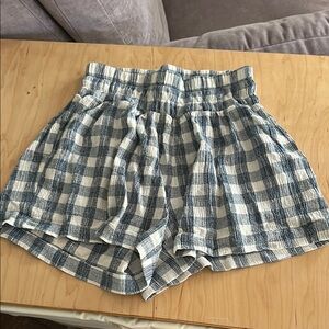 Hatch Blue and White High Waist Shorts